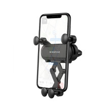 Car phone holder Borofone BH19 mounts on the ventilation grille, black