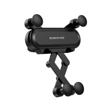 Car phone holder Borofone BH19 mounts on the ventilation grille, black