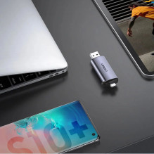 Memory card reader Ugreen CM185 USB-A 3.0 / USB-C 3.1 to TF / SD (50706) gray