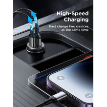 Automobilinis įkroviklis Joyroom JR-CCN05 USB-C / USB-A 30W juodas Automobilinis įkroviklis Joyroom JR-CCN05 USB-C / USB-A 30W juodas