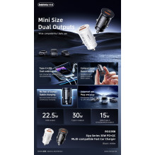 Automobilinis įkroviklis Remax RCC358 30W USB-C / USB-A juodas