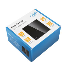 Simple switch with touch PNI SH121, made of glass, black, with LED indicator, 10A 200W Simple switch with touch PNI SH121, made of glass, black, with LED indicator, 10A 200W