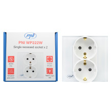 PNI WP222W paprastas x2 įmontuotas lizdas su baltu stiklo rėmeliu PNI WP222W paprastas x2 įmontuotas lizdas su baltu stiklo rėmeliu