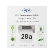 PNI GreenHouse WS20 LED saulės lempa namo numerio apšvietimui, montuojama ant sienos PNI GreenHouse WS20 LED saulės lempa namo numerio apšvietimui, montuojama ant sienos