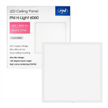PNI H-Light 6060 LED panelė, 48 W, 600 x 600 mm, 4800 lm, 6400 K, vidinė, įleidžiama, šaltai balta PNI H-Light 6060 LED panelė, 48 W, 600 x 600 mm, 4800 lm, 6400 K, vidinė, įleidžiama, šaltai balta