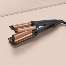 BaByliss Deep Waves plaukų garbanojimo žnyplės, šiltai juodos, oranžinės spalvos, 2,5 m