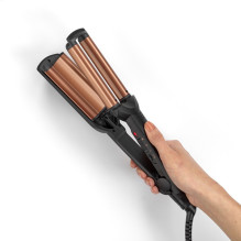 BaByliss Deep Waves plaukų garbanojimo žnyplės, šiltai juodos, oranžinės spalvos, 2,5 m