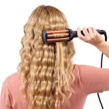 BaByliss Deep Waves plaukų garbanojimo žnyplės, šiltai juodos, oranžinės spalvos, 2,5 m