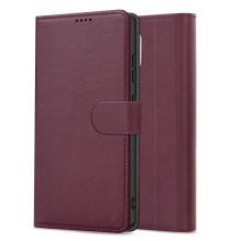 Dėklas Fancy Wallet Samsung A556 A55 5G tamsiai raudonas