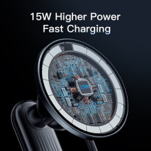 Car holder Essager 'Arpege' black (wireless charging 15W) (magnetic / for grill)