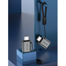 „Vention“ USB-C kištukas į USB 3.0 kištuką OTG adapteris, pilkas, aliuminio lydinio, tipas