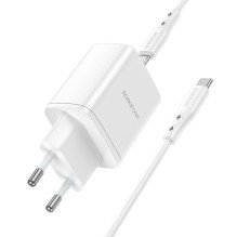 Charger Borofone BN9 35W 2xUSB-C + USB-C to USB-C cable 1.0m white Charger Borofone BN9 35W 2xUSB-C + USB-C to USB-C cable 1.0m white