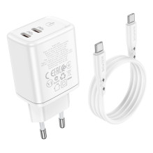 Charger Borofone BN9 35W 2xUSB-C + USB-C to USB-C cable 1.0m white Charger Borofone BN9 35W 2xUSB-C + USB-C to USB-C cable 1.0m white