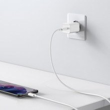 Charger Baseus Super Si 25W USB-C + USB-C to USB-C cable 1.0m white TZCCSUP-L02 Charger Baseus Super Si 25W USB-C + USB-C to USB-C cable 1.0m white TZCCSUP-L02