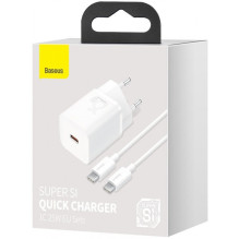 Charger Baseus Super Si 25W USB-C + USB-C to USB-C cable 1.0m white TZCCSUP-L02 Charger Baseus Super Si 25W USB-C + USB-C to USB-C cable 1.0m white TZCCSUP-L02