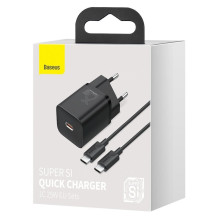 Charger Baseus Super Si 25W USB-C + USB-C to USB-C cable 1.0m black TZCCSUP-L01