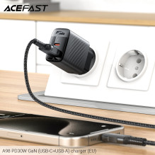 Charger Acefast A98 30W GaN USB-C / USB-A black