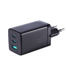 Įkroviklis Joyroom JR-TCG01 65W GaN 2xUSB-C / USB-A + USB-C to USB-C cable 1.2m juodas Įkroviklis Joyroom JR-TCG01 65W GaN 2xUSB-C / USB-A + USB-C to USB-C cable 1.2m juodas