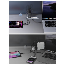 Įkroviklis Joyroom JR-TCG01 65W GaN 2xUSB-C / USB-A + USB-C to USB-C cable 1.2m juodas Įkroviklis Joyroom JR-TCG01 65W GaN 2xUSB-C / USB-A + USB-C to USB-C cable 1.2m juodas