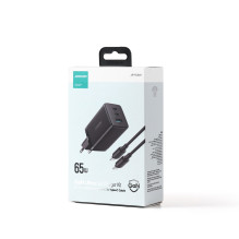 Charger Joyroom JR-TCG01 65W GaN 2xUSB-C / USB-A + USB-C to USB-C cable 1.2m black Charger Joyroom JR-TCG01 65W GaN 2xUSB-C / USB-A + USB-C to USB-C cable 1.2m black
