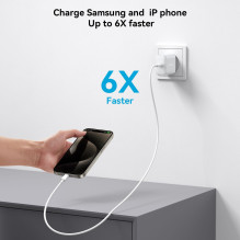 Įkroviklis Joyroom JR-TCF24 30W USB-C + USB-C to USB-C cable 1.0m baltas
