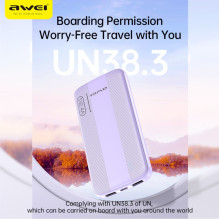 Išorinė baterija Power Bank Awei P20K 5V / 2.4A 10000mAh juoda Išorinė baterija Power Bank Awei P20K 5V / 2.4A 10000mAh juoda