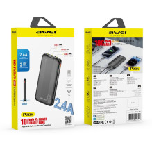 External battery Power Bank Awei P20K 5V / 2.4A 10000mAh black