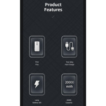 External battery Power Bank Awei P6K 5V / 2.1A 20000mAh black External battery Power Bank Awei P6K 5V / 2.1A 20000mAh black