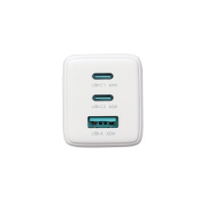 Charger Joyroom JR-TG10 GaN 65W 2xUSB-C / USB-A + USB-C to USB-C 100W 1.2m cable white Charger Joyroom JR-TG10 GaN 65W 2xUSB-C / USB-A + USB-C to USB-C 100W 1.2m cable white