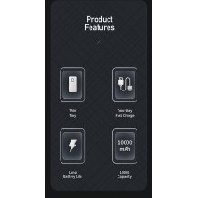 Išorinė baterija Power Bank Awei P5K 5V / 2.1A 10000mAh juoda