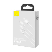 Cable Baseus Superior from USB to microUSB+Lightning+Type-C 3.5A 1.5m white CAMLTYS-02