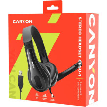 CANYON PC ausinės CHSU-1 PC Mic USB 2m Black