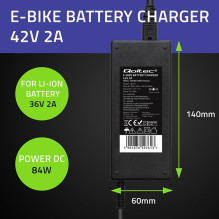 Qoltec 50761 Charger for e-bike batteries 36V , 42V , 2A , 5.5*2.5 Qoltec 50761 Charger for e-bike batteries 36V , 42V , 2A , 5.5*2.5
