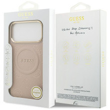 „Guess Peony Hot Stamp MagSafe“ dėklas, skirtas „iPhone 17 Pro Max“ – rožinis