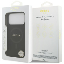 „Guess Saffiano Classic Logo MagSafe“ dėklas, skirtas „iPhone 17 Pro Max“ – juodas