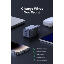 Įkroviklis Ugreen X553 GaN 65W 2xUSB-C / USB-A pilkas (35042)