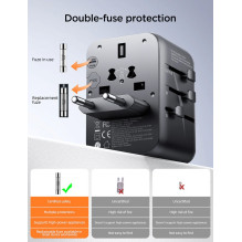 Universal travel charger Joyroom JR-TCW01 15W 3xUSB-A / USB-C black