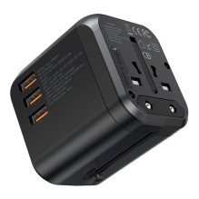 Universalus kelioninis įkroviklis Choetech PD5008 30W USB-C / 3xUSB-A juodas Universalus kelioninis įkroviklis Choetech PD5008 30W USB-C / 3xUSB-A juodas
