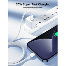 USB kabelis Joyroom S-A45 USB-C to Lightning 30W 1.2m baltas