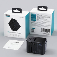 Universal travel charger Choetech PD5009 65W 2xUSB-C / USB-A black Universal travel charger Choetech PD5009 65W 2xUSB-C / USB-A black