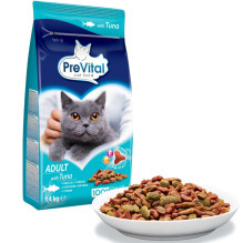 PREVITAL suaugusių tunų sausas kačių ėdalas - 1,4 kg PREVITAL suaugusių tunų sausas kačių ėdalas - 1,4 kg