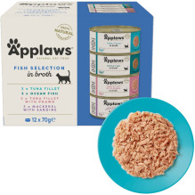 APPLAWS Žuvų rinkinys sultinyje - šlapias kačių ėdalas - 12 x 70 g