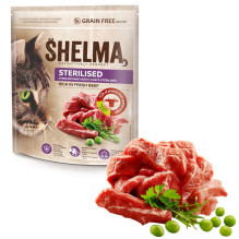 SHELMA sterilizuotas sausas kačių ėdalas su jautiena, 750 g