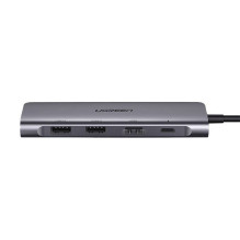 Ugreen Ugreen CM195 6in1 adapter USB-C - HDMI / 2x USB-A 3.0 / USB-C PD / SD / TF reader - gray