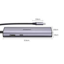 Ugreen Ugreen CM512 90568 USB-C adapter - 2x USB-A 3.0 / HDMI / RJ45 / SD and TF card reader / USB-C PD 100W - gray