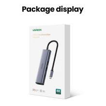 Ugreen Ugreen CM512 90568 USB-C adapter - 2x USB-A 3.0 / HDMI / RJ45 / SD and TF card reader / USB-C PD 100W - gray
