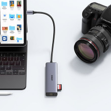 Ugreen Ugreen CM512 90568 USB-C adapter - 2x USB-A 3.0 / HDMI / RJ45 / SD and TF card reader / USB-C PD 100W - gray