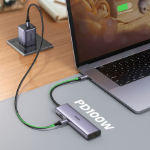 Ugreen Ugreen CM512 90568 USB-C adapter - 2x USB-A 3.0 / HDMI / RJ45 / SD and TF card reader / USB-C PD 100W - gray