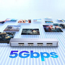 „Ugreen“ šakotuvas „Ugreen CM219 35574“ su 4 USB-A 3.0 prievadais ir 1 m ilgio USB-A 3.0 laidu – juodas „Ugreen“ šakotuvas „Ugreen CM219 35574“ su 4 USB-A 3.0 prievadais ir 1 m ilgio USB-A 3.0 laidu – juodas