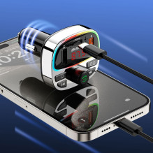 Dudao Dudao R2PRO+ Transmitter with PD25W Bluetooth 5.3 RGB Charging Ports - Black and Silver